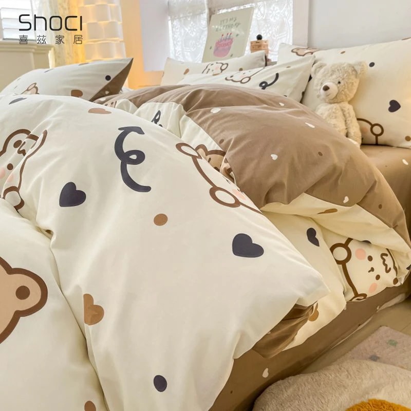 新品限定寝具 ベッド4点セット新品布団カバーシーツ寮寝具