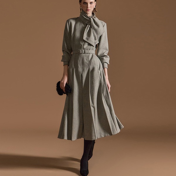 D5166 ベルト セット ウール ワンピース