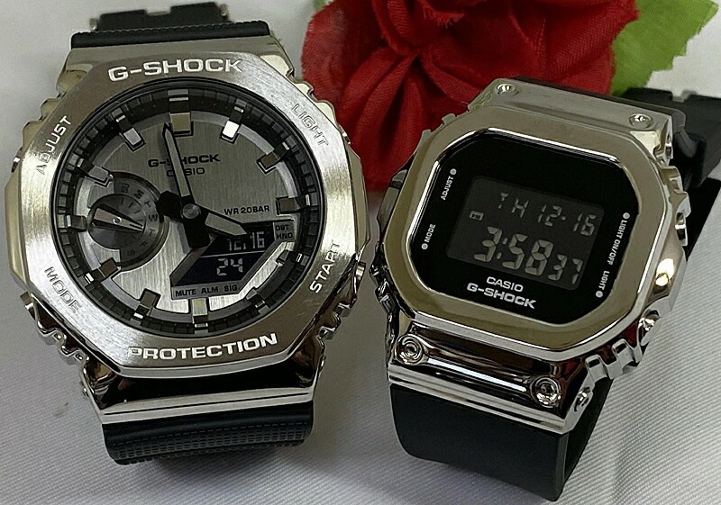 恋人たちのGショック ペアウオッチ G-SHOCK BABY-G カシオ 2本セット gショック デジタル GM-2100-1AJF GM-S5600-1JF 手書きの メタル　　誕生日 御 32,175円