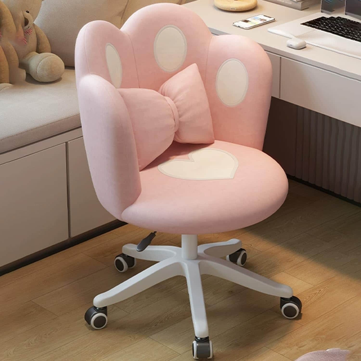 デスクチェア パソコンチェア 可愛い ホームオフィスチェア 化粧椅子 昇降式 イス オシャレ 回転 イス 腰クッション付き 疲れない 女性 学習椅子 キャスター付き
