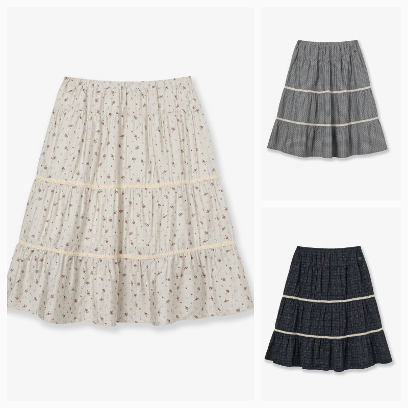 【aeae】 26SS PATTERN TIERED SKIRT : 3COLORS
