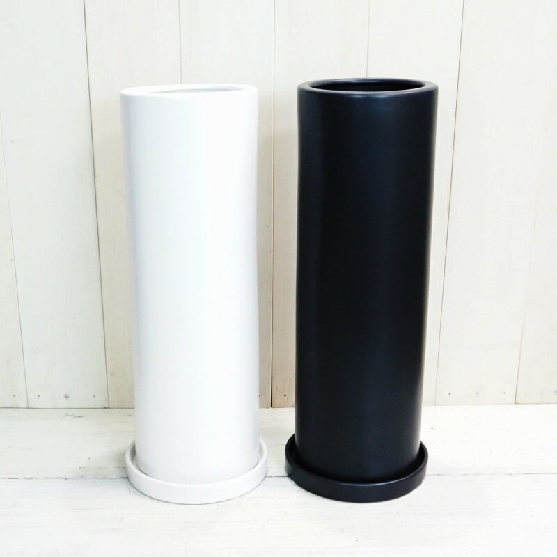 植木鉢 おしゃれ TC21(W)/23(B) M 16cm 5号 穴あり 受け皿付 ツヤなし 縦長 背の高い 室内 観葉植物向け