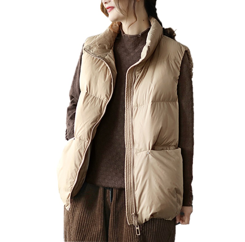 ベスト ダウン90% ダウンジャケット レディース 無地 薄手 軽量 韓国ファッション