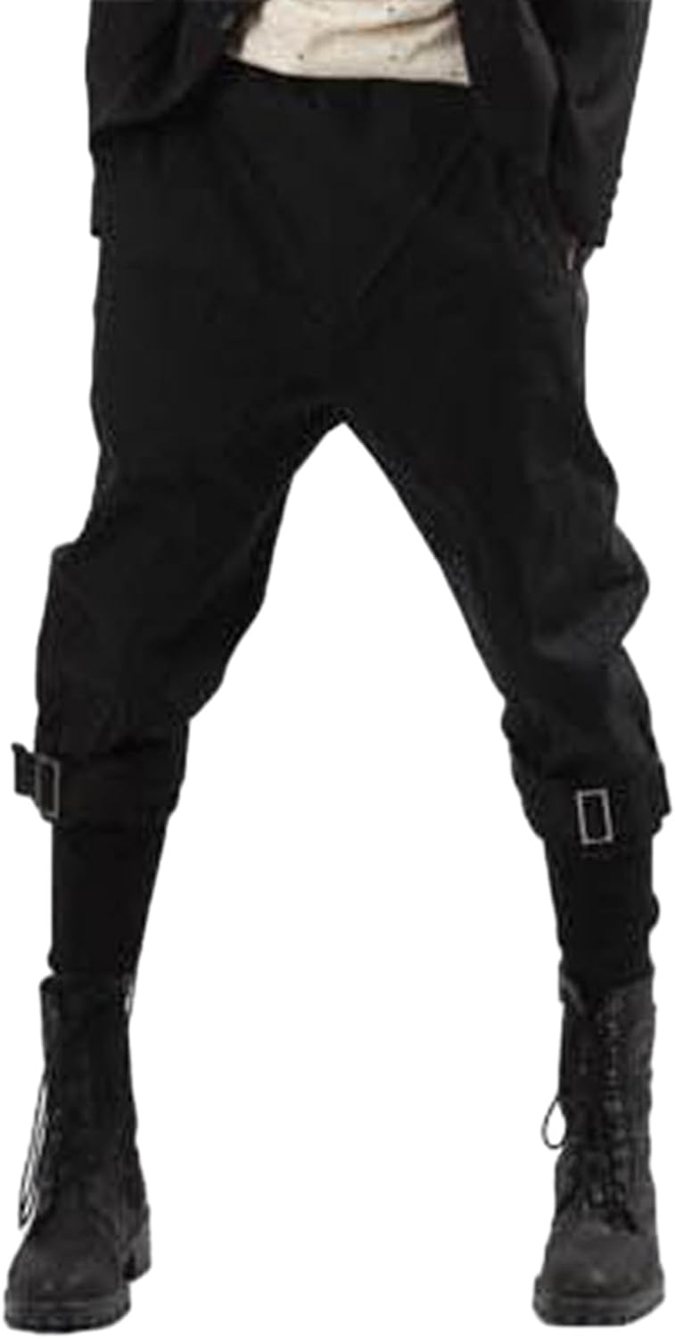 カーゴパンツ 作業パンツ メンズ リブ裾 大きいサイズ 体型カバー ウエストゴム紐 ロングパンツ 綿混紡 7分丈 マルチポケット テーパード イージーパンツ アウトドア ダンス パンクストリート 原宿