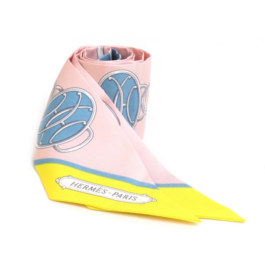 エルメス HERMES スカーフ ツイリー シルク ピンク系マルチカラー レディース h30192f