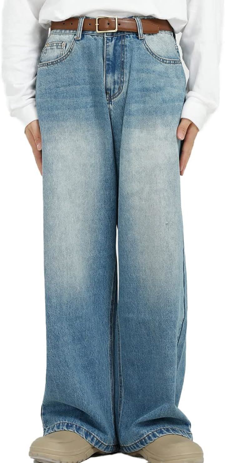 ワイド シルエット デニム ワイドパンツ( ブルー, L)