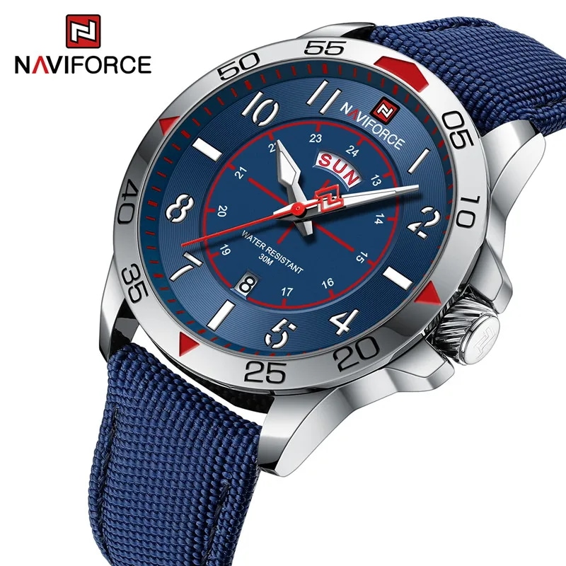 コネクテッドウォッチnaviforce 男性用 スポーツブレスレット 耐水性 シンプルビジネスデザイン ナイロンス