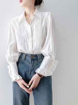 【1点ご購入 で10点プレゼントいたします】2025早春ポロ襟白シャツ特別長袖上着春服シャツ