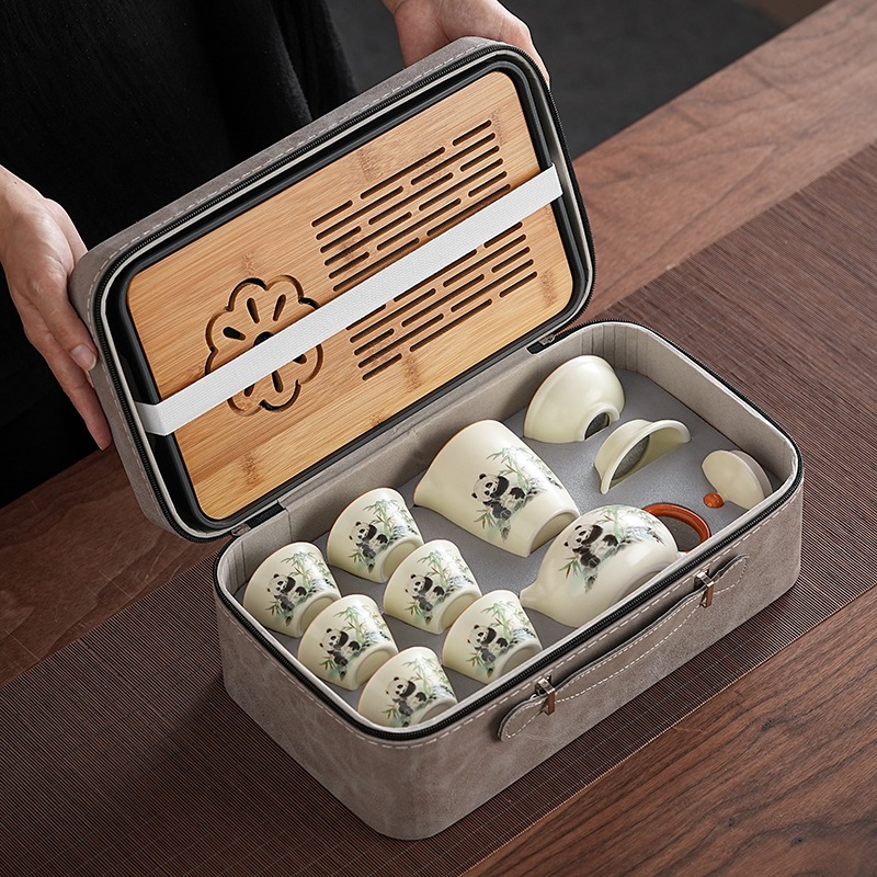軽量贅沢汝窯開錠茶器セットリビングパンダカンフーポットプレミアムギフトボックス記念セット
