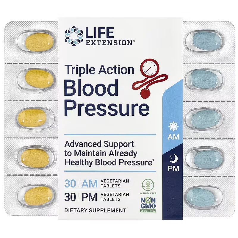 Triple Action Blood Pressure AM PM 植物性タブレット60粒