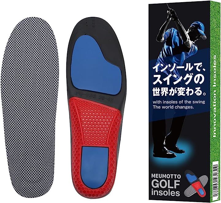 ゴルフ インソールプロ推奨中敷き 衝撃吸収 長時間サポート 26.5～28cm ブラックxレッド(ブラックxレッド, L(26.5～28cm))