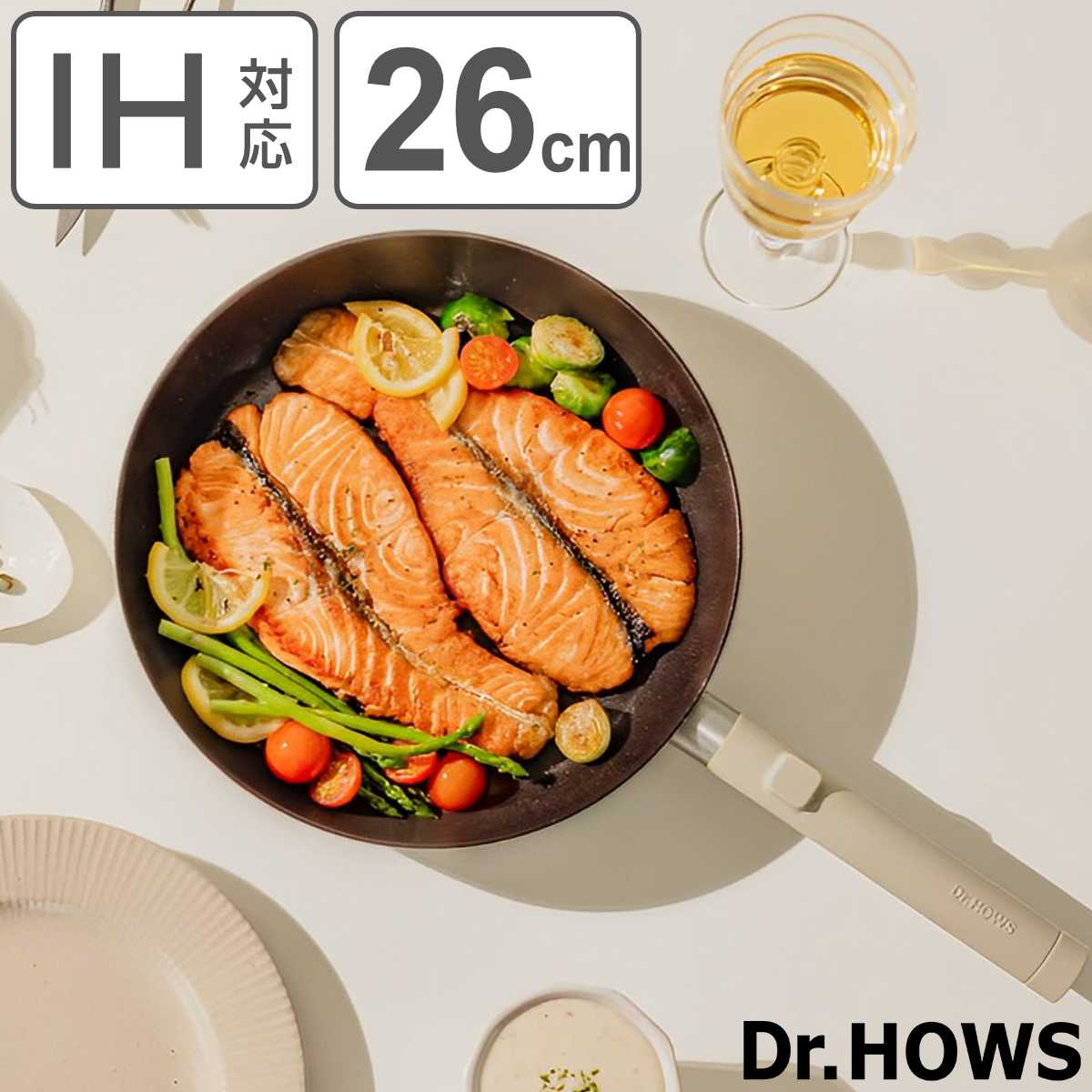 フライパン 26cm IH対応 LUMI ドクターハウス Dr.HOWS ガス火対応 炒め鍋 いため鍋 ふっ素加工 フッ素加工 軽い 韓国 26センチ フッ素コーティング アルミ製 軽量フライパン