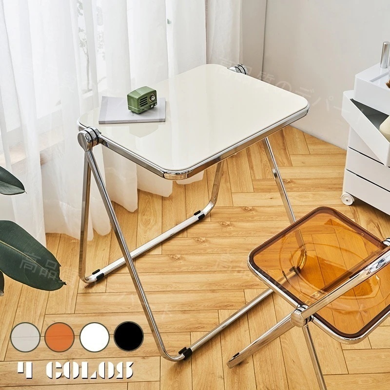 メガ割超级折扣-透明な折りたたみテーブル 韓国ファッション クリアテーブル アクリル製折りたたみテーブル 折りたたみテーブル スチールフレームテーブル デスク413