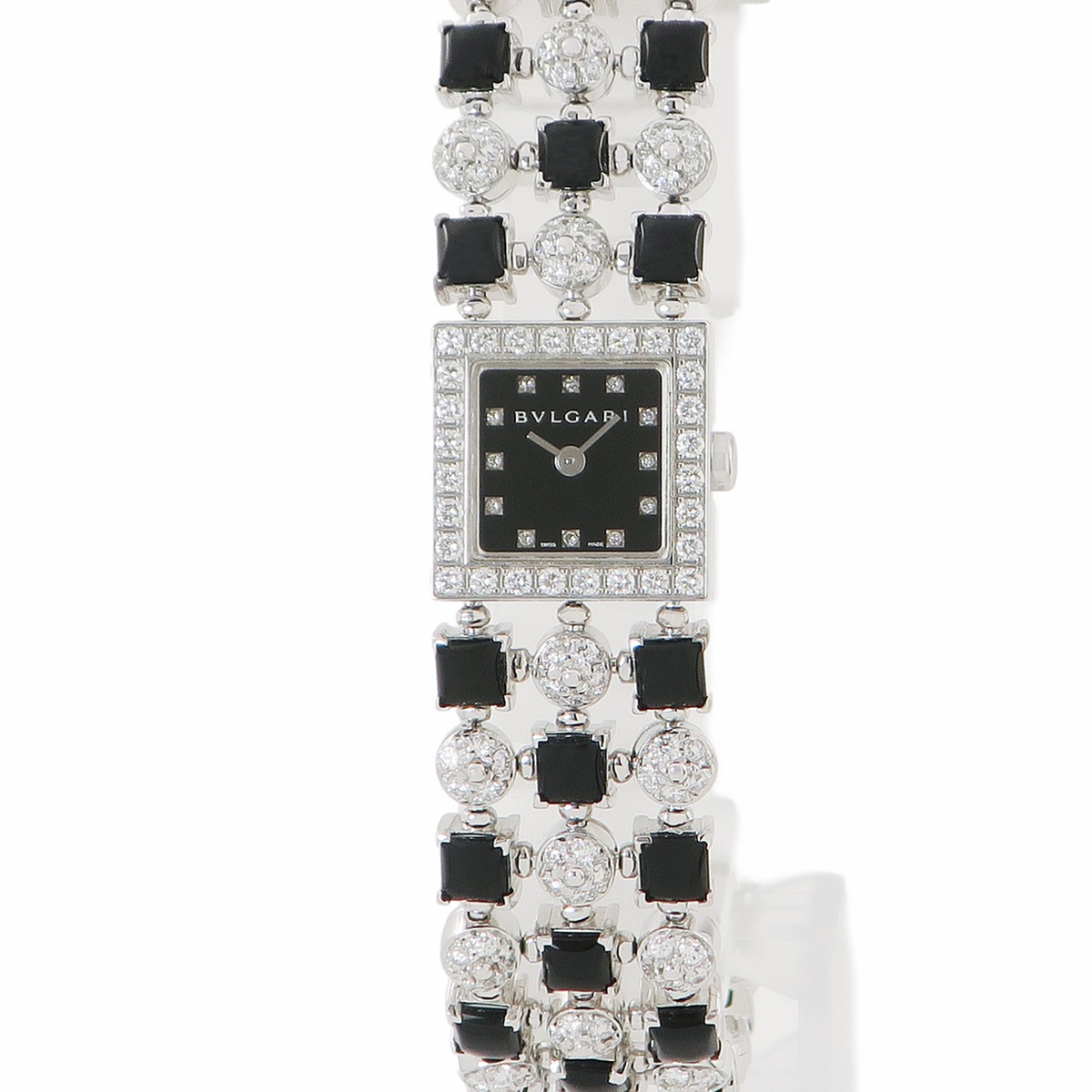 ルチア LUW16G LUW160GDGDO/12 クオーツ レディース K18WG無垢 純正ダイヤモンド×オニキス スクエア 3年保証