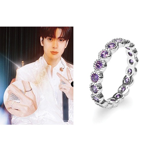 [NCT ヘチャン 着用]ラウンドテニスキュービックMリング(purple)人気ジュエリー 韓国ファッションスタイル デイリーアクセサリー 韓国ファッション