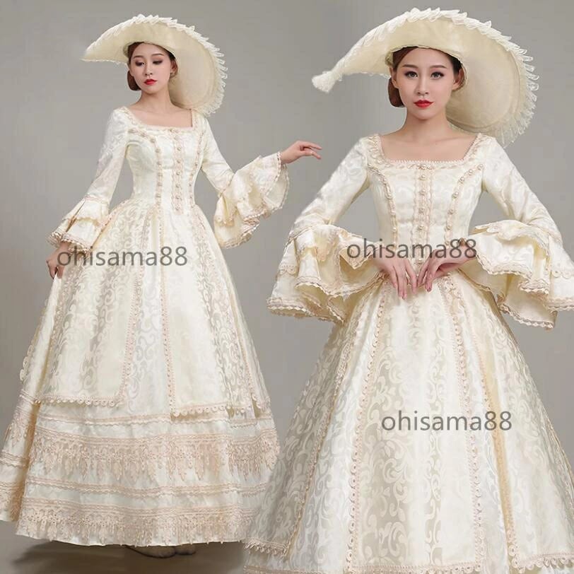早割価格宮廷ドレス フレア袖 オペラ声楽 中世貴族風 貴族ドレス ロングドレス パーティードレス お嬢様 ワンピース 貴婦人ドレス 舞踏会 文化祭 学園祭 ヨーロッパ風 演出服 高級感 プリンセスドレ
