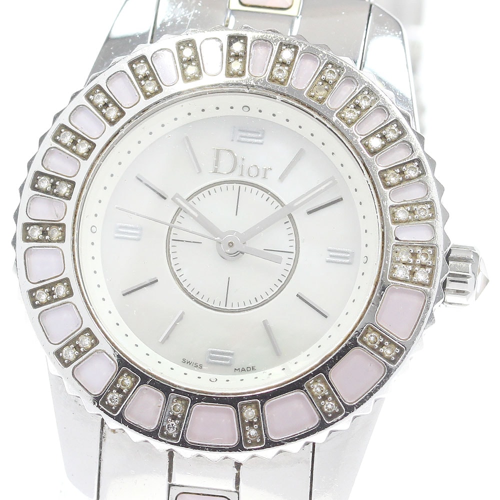 クリスチャンディオール Christian Dior CD112111 クリスタル ダイヤベゼル クォーツ レディース _847825【中古】