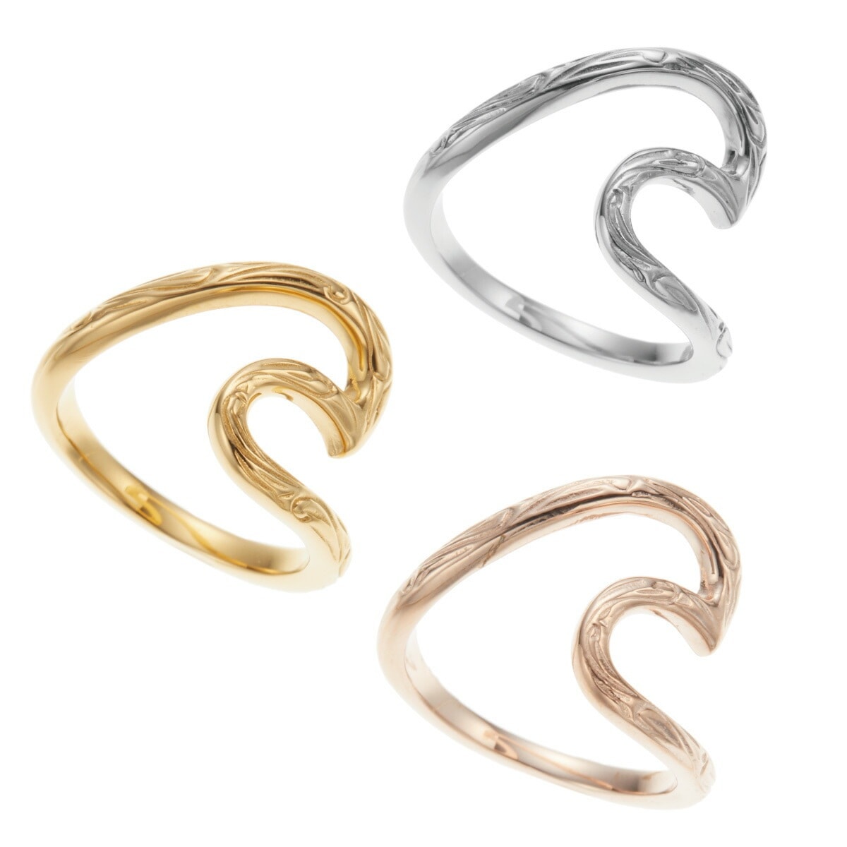 リング レディース メンズ サージカルステンレス製 ハワイアンジュエリー ハワジュ スクロール