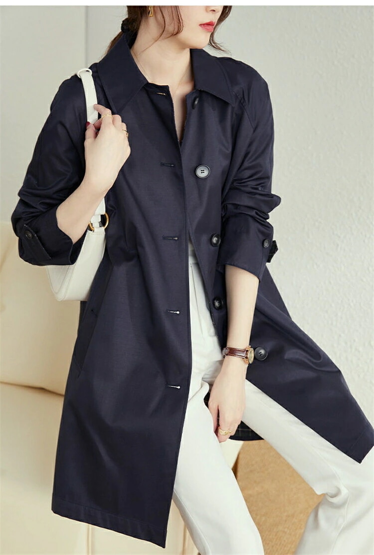 スプリングコート トレンチコート レディース 春 コート ステンカラーコート ジャケット アウター 春コート 秋コート 無地 シンプル ビジネス トレンチ ミドル丈 カジュアル 軽量 裏地 大き