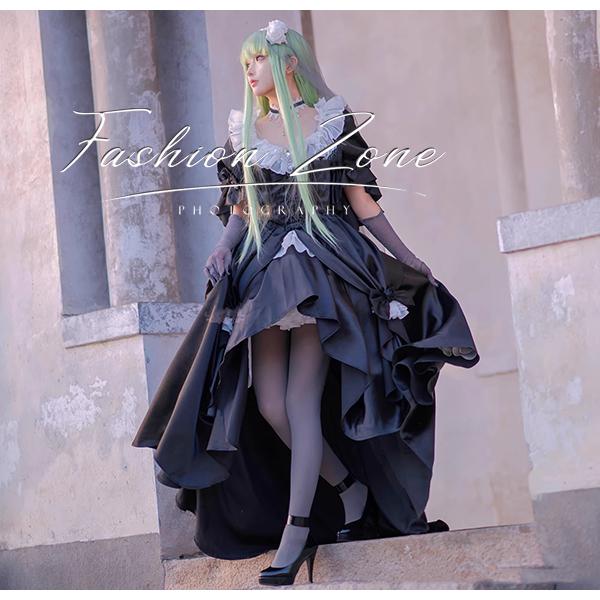 コードギアス 反逆のルルーシュ 風 シーツー C C 終焉の薔薇ゴシック花嫁 コスプレ衣装 ウィッグ cosplay ハロウィン 演出服 変装