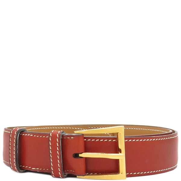エルメス HERMES ベルト ベルト #95 レザー レッド×ブラウン #95 ゴールド金具 赤茶 Z刻印【中古】