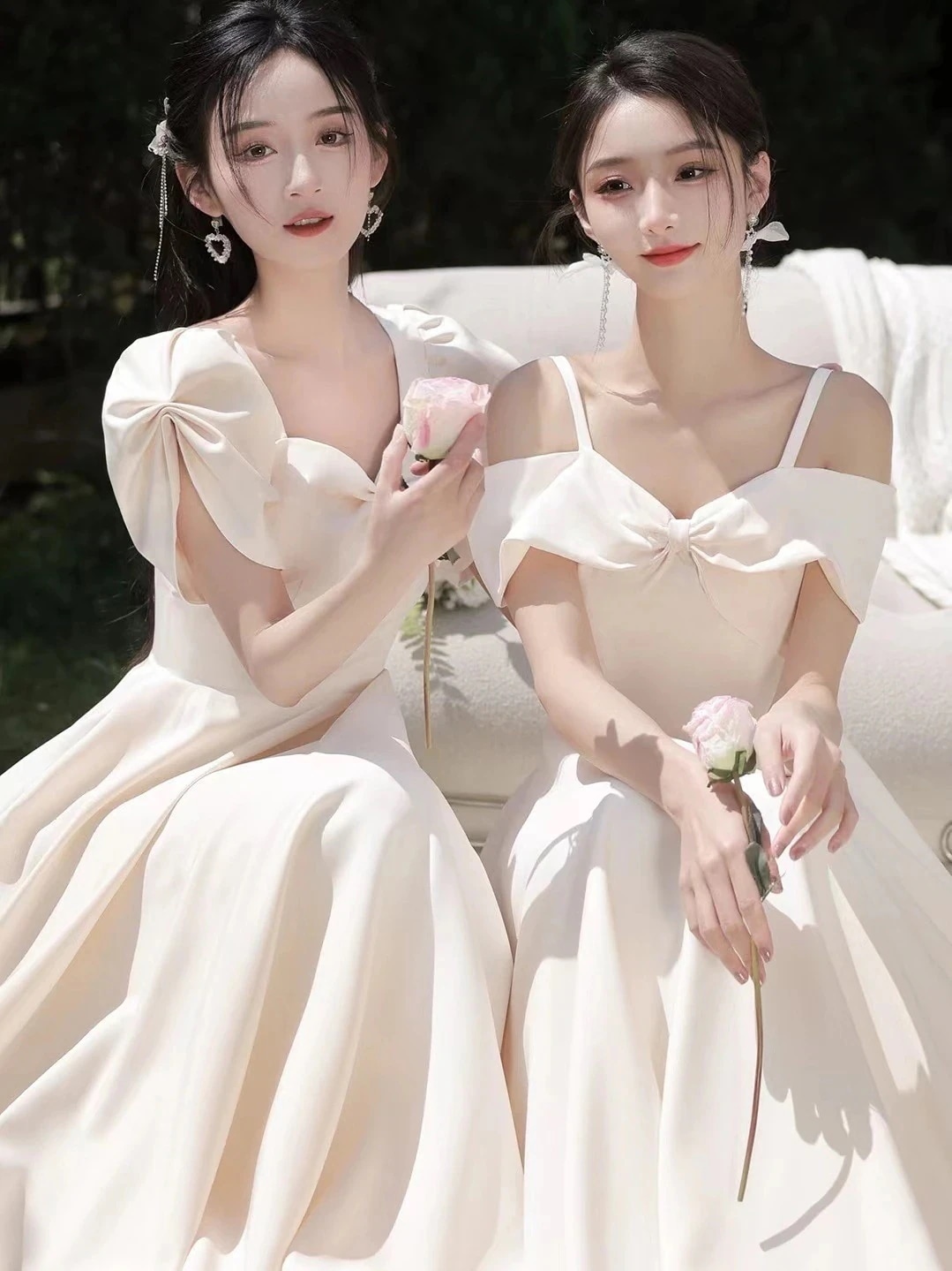 ドレス マキシスカート花嫁介添人ドレスサテン2024新しい夏のシャンパンロングドレスシスターフードは通常着用可能なドレスの女性薄い韓国ファッション レディース