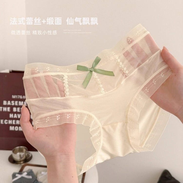 【1点ご購入 で10点プレゼントいたします】レース夏薄手パンツレディースパンツ中腰女子少女サテン三角パンツ女