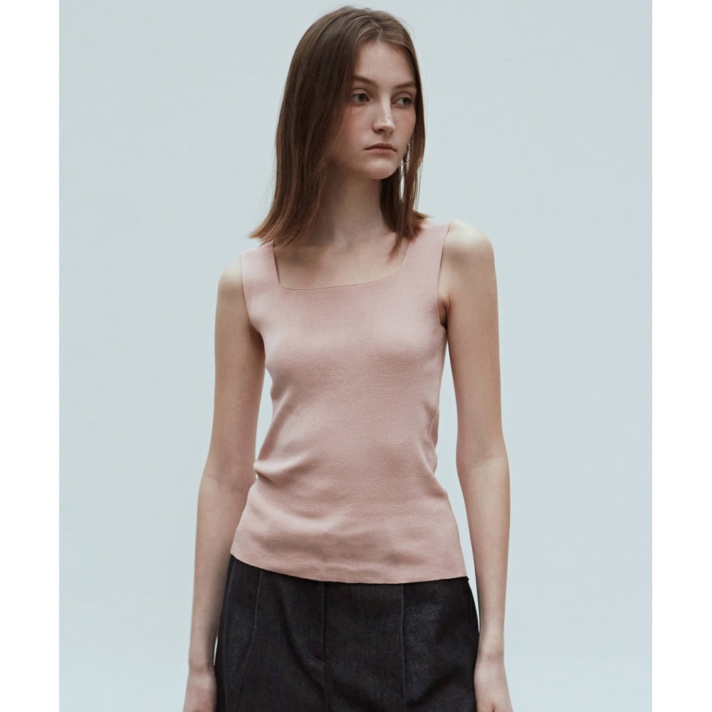 NICK&NICOLE スクエアネックニット ノースリーブ_INDI ピンク