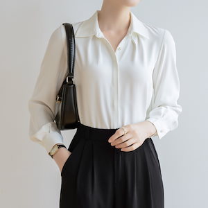 【1点ご購入 で10点プレゼントいたします】長袖白シャツ女2025秋冬通勤フォーマルインナーショルダートップス