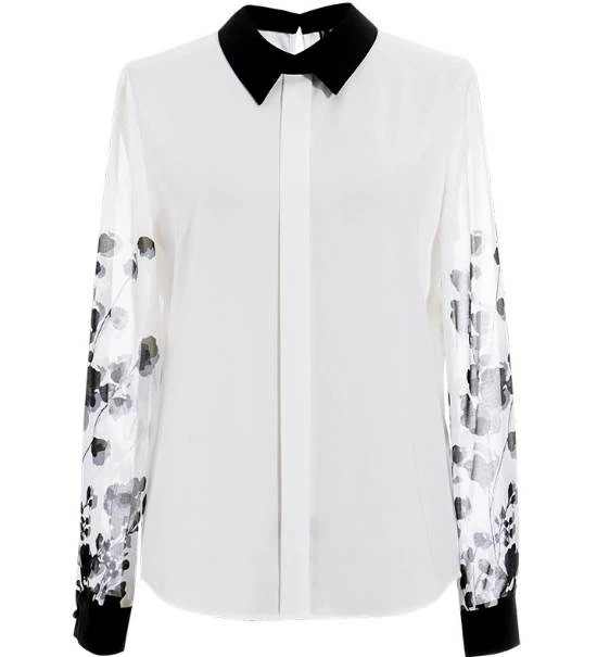 芸術的 トップス シャツ 袖あり 長袖 襟付き シフォン きれいめ シンプル 大人 上品 おしゃれ 6,870円