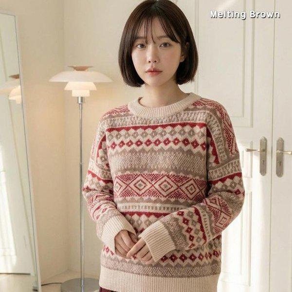 女性ノルディック長袖ジャカードニット MJ26