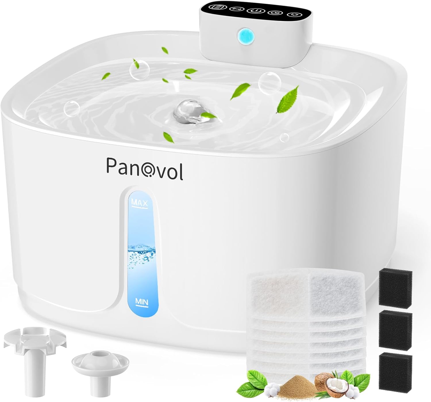 Panovol ペット用自動給水器 猫 犬 コードレス【3.2L大容量 3WAY給水 2WAY給電】猫 水飲み器 犬 水飲み器 交換フィルター付き 静音ポンプ 自動パワーオフ 4500mAh 4重濾過