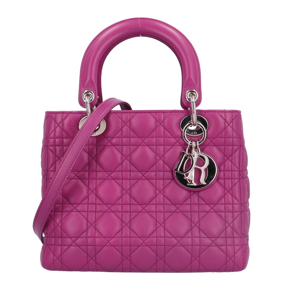 ディオール レディディオール ミディアム カナージュ ショルダーバッグ レザー パープル Dior 中古 美品 137,500円