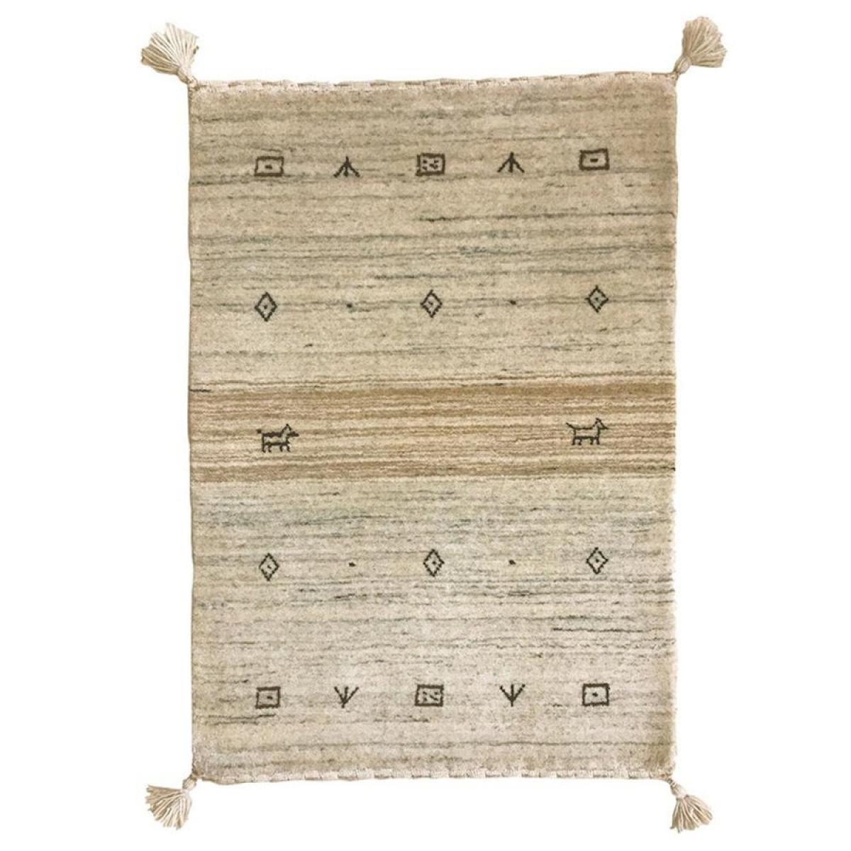 萩原 マット 玄関マット グレー 約60×90cm ギャッベ「LORRI BUFFD L16」 ラグ ラグマット ウール オールシーズン