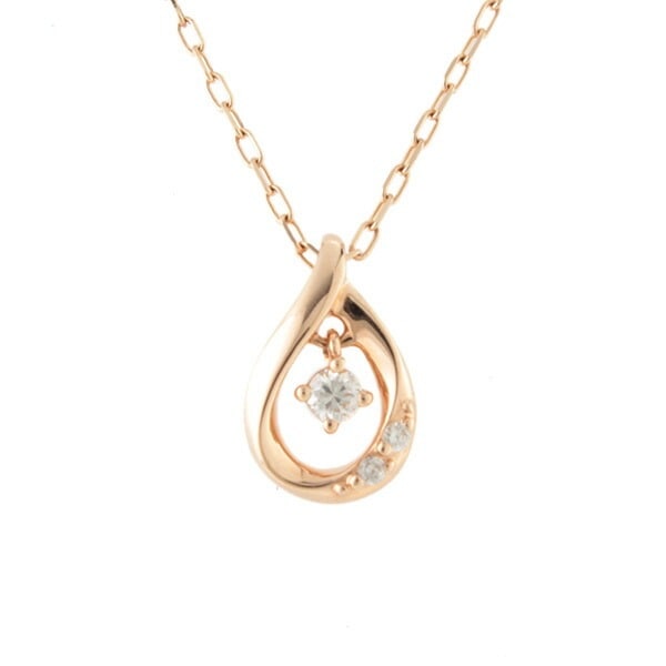 リボン済＆紙袋 正規品 ネックレス レディース しずくモチーフ ネックレス ペンダント プレゼント アクセサリー ジュエリー ダイアモンド K10ピンクゴールド 祝い