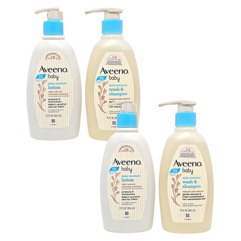 ベビー デイリーモイスチャ ウォッシュ＆シャンプー354ml×2本＋ボディローション354ml×2本 セット 全身ケア ベビースキンケア 大容量