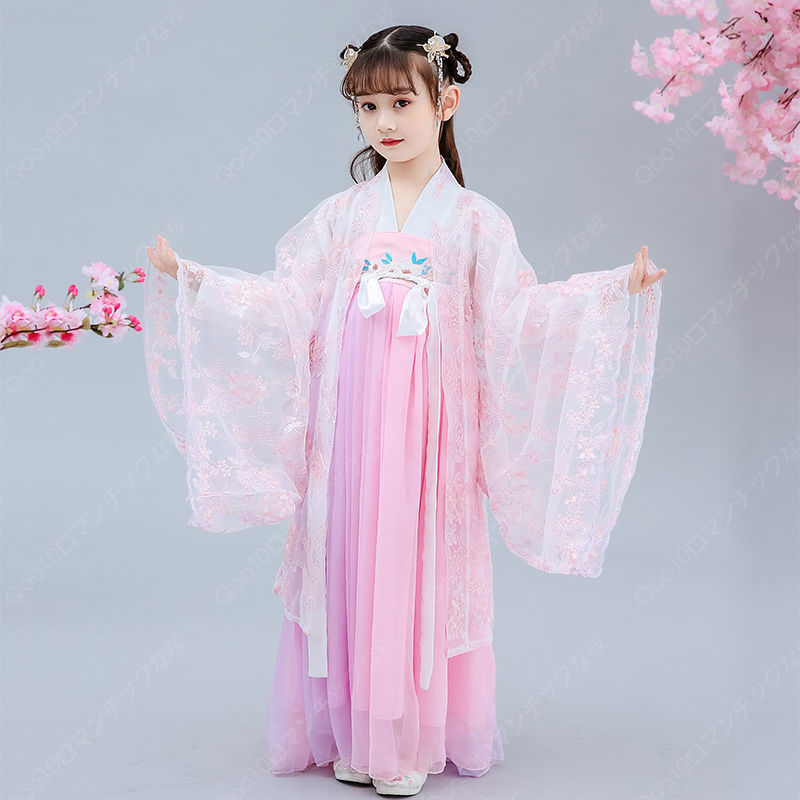 【2024新品追加】【最安値挑戦】漢服女子児童夏の児童公演服中国風ワンピース古風スカート-83