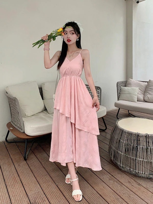 韓版バージョンの妖精の精霊スーパー妖精の森のロングスカートの小さな新鮮な文学のレトロな綿のサスペンダードレスの女性の夏の学生