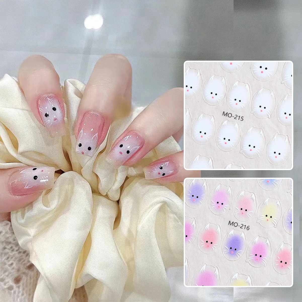 【200点セット】【送料無料】ゼリー子猫ネイルシールカラフルかわいい風猫ネイルシール