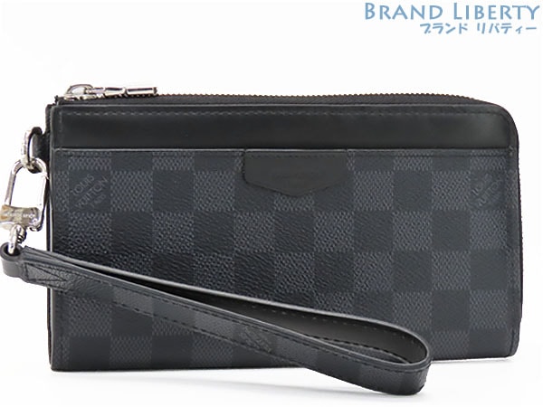 美品ルイヴィトンダミエグラフィットジッピードラゴンヌL字ファスナー長財布ストラップ付クラッチバッグポーチブラックN60379 55,000円