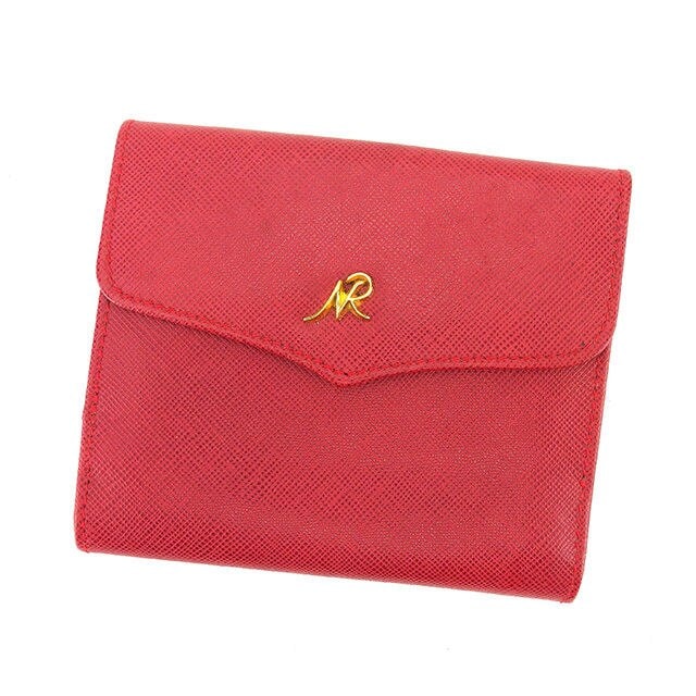 Wホック財布 二つ折り財布 NRマーク レッド ゴールド 中古