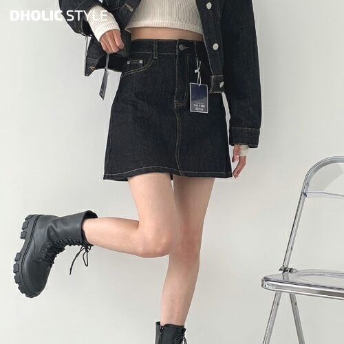 ハイウエストフレアミニデニムスカート・p499869