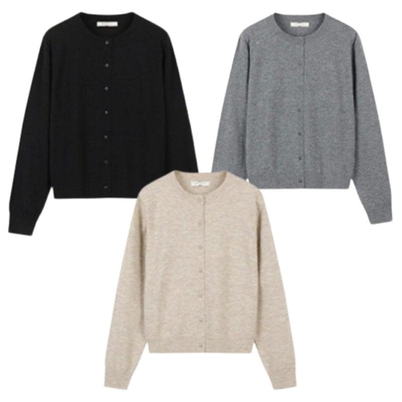 [モダ富平]女性ソリッドラウンドネックカーディガン10560-140-203-45_BP