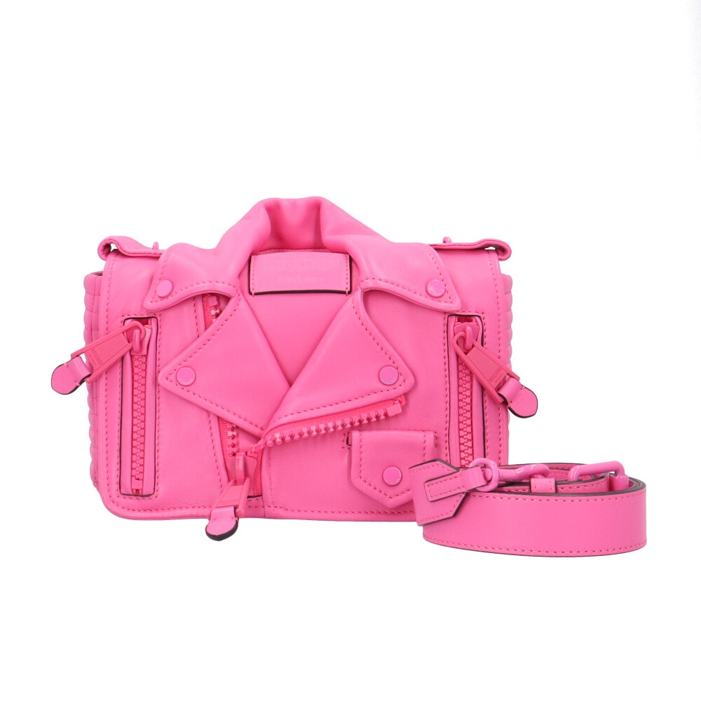モスキーノ バイカー ショルダーバッグ レザー ピンク MOSCHINO 中古