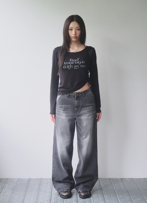 【AS"ON】 DUSK DENIM PANTS / BLACK 正規品