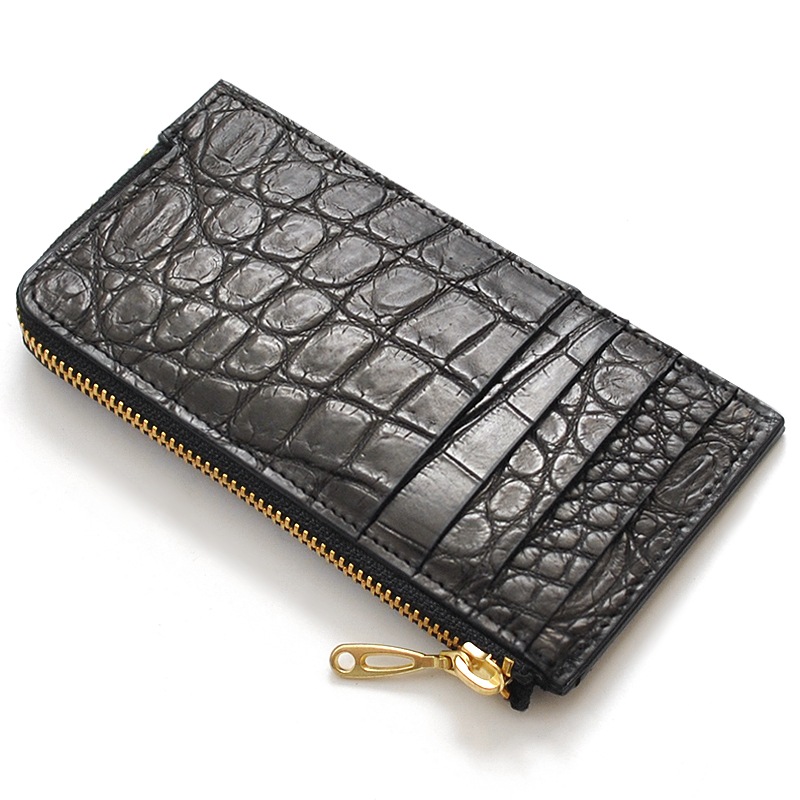 【新規OPEN】【期間限定セール】【激安】【新品未使用】本クロコダイルレザー　鰐革　特殊モデル　男女兼用　フラグメントミニウォレット　CFSW-1　マットブラック