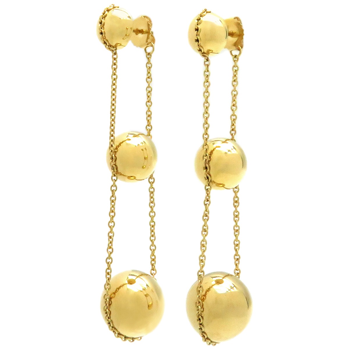 ティファニー Tiffany & Co ピアス ハードウェア トリプルドロップ ピアス K18YG イエローゴールド Au750 18K 18金 T&Co. 3連  60006746【中古】