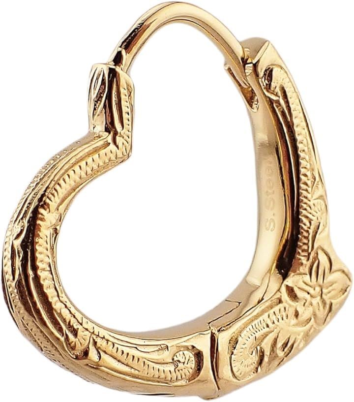 Piena ピエナサージカルステンレス316L製 片耳用 1個売り ふっくら オープンハート ハワイアンジュエリー フープピアス レディース ゴールド(ゴールド(片耳用))