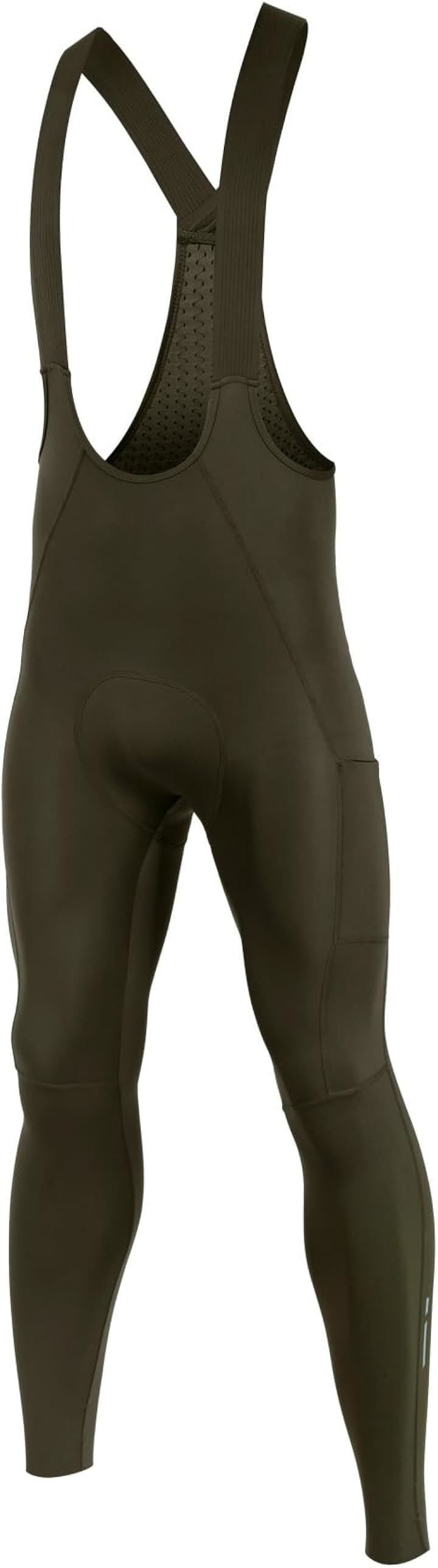 メンズ サイクルパンツ サイクルビブパンツ ロング ビブタイツ サイクリング ロードバイク サイクルウエア 4Dパッド 通気 速乾 弾力 ポケット 反射材(グリーン, XL)