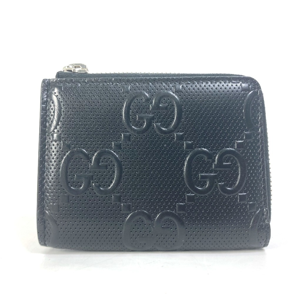 コインケース 657571 L字ファスナー GGエンボス 財布 小銭入れ レザー ブラック